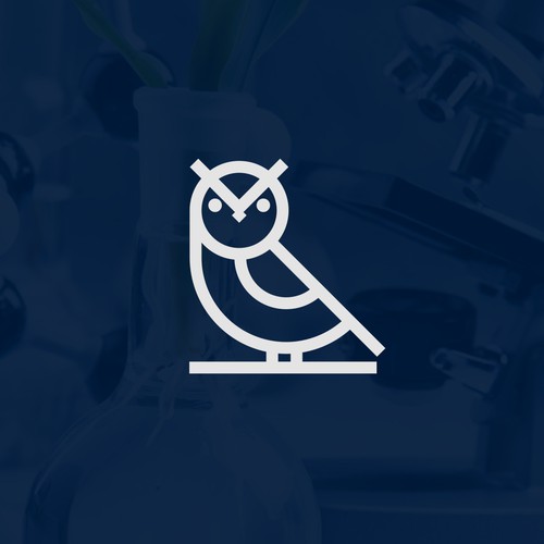 Research logo with the title 'Logo simple owl for biotechnology company'