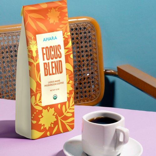 Product packaging with the title 'Focus Blend product packaging'
