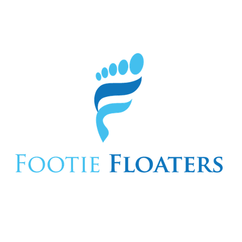 Foot design with the title 'footie floaters '