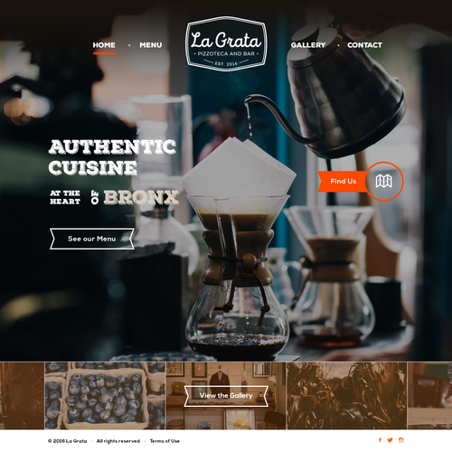 Restaurant website with the title 'Pizza and bar '