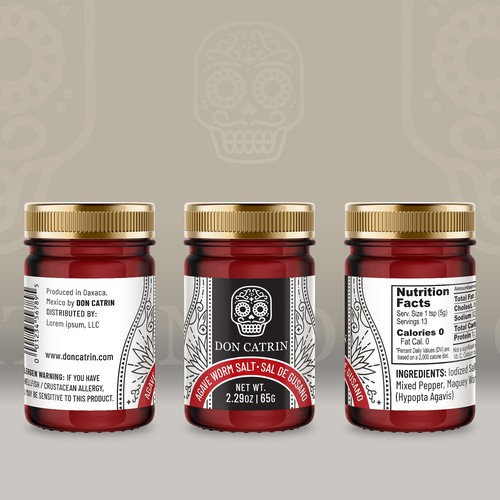 Spice packaging with the title 'Don Catrin - Agave Worm Salt '