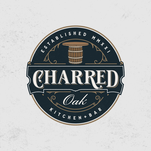 Cuisine logo with the title 'Vintage Logo For Charred Oak'