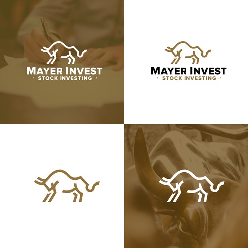 Wall Street logo with the title 'Line-art Bull Logo'