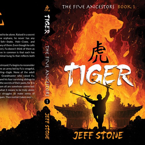 Book cover with the title 'TIGER, The Five Anscestors - Book 1'
