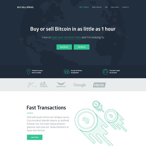 Clean website with the title 'Buy.Sell.Spend Homepage Design'