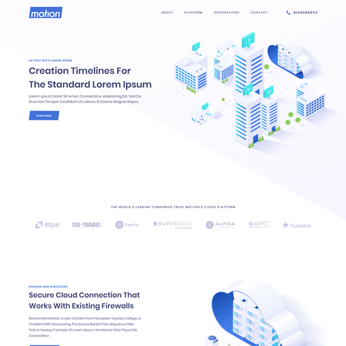 Software website with the title 'Motion Cloud Platform Website'