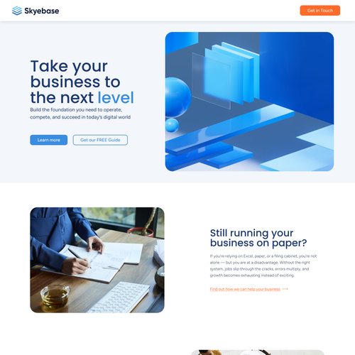 Homepage design with the title 'Homepage + Brand guide'