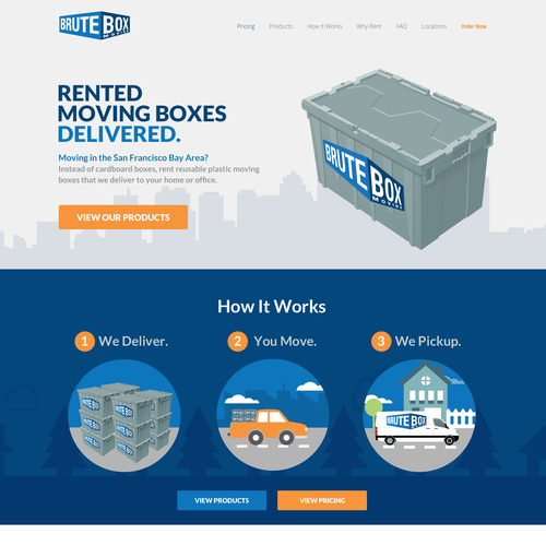 Homepage design with the title 'Brute Box Moving Landing Page'