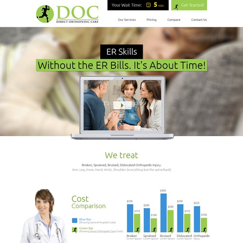 Clinic design with the title 'Website design for an Outpatient Orthopedic Clinic'