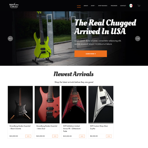 Design with the title 'Wild Guitar Collections USA Ecommerce Design'