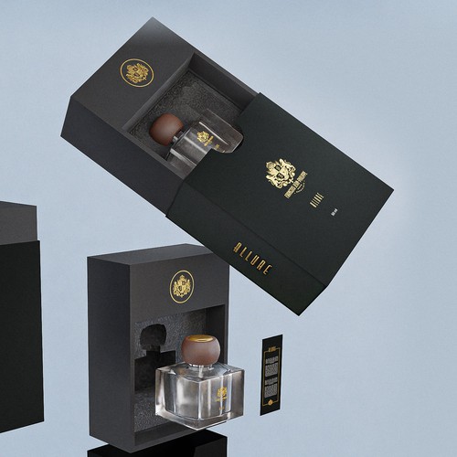 Perfume packaging with the title 'Allure - Box for a Niche Perfume'