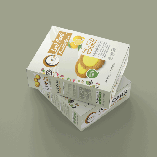 Biscuit packaging with the title 'PROTEIN COOKIE'