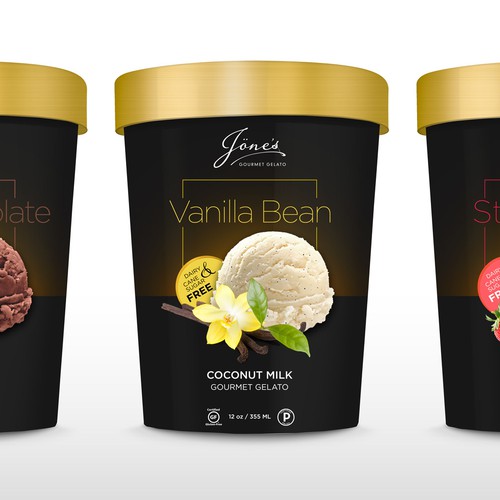 Ice cream packaging with the title 'Gourment gelato packaging'