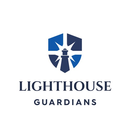 Shield logo with the title 'Lighthouse Guardians - Logo Design'