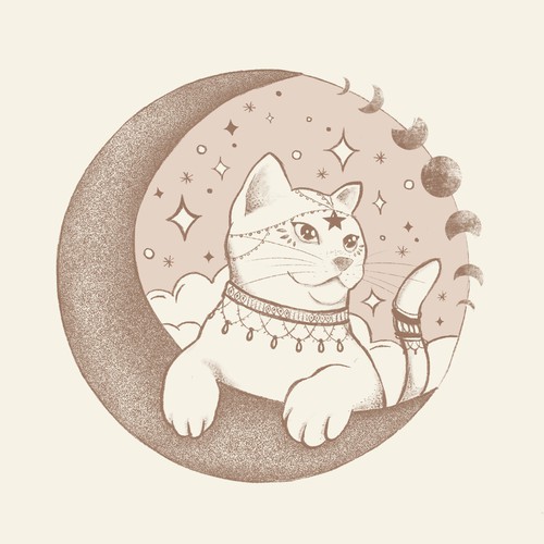 Astrology design with the title 'Hand-Drawn Cat Illustration Astrology Theme'