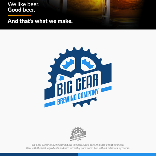 Royal blue logo with the title 'Logo concept for Big Gear Brewing'