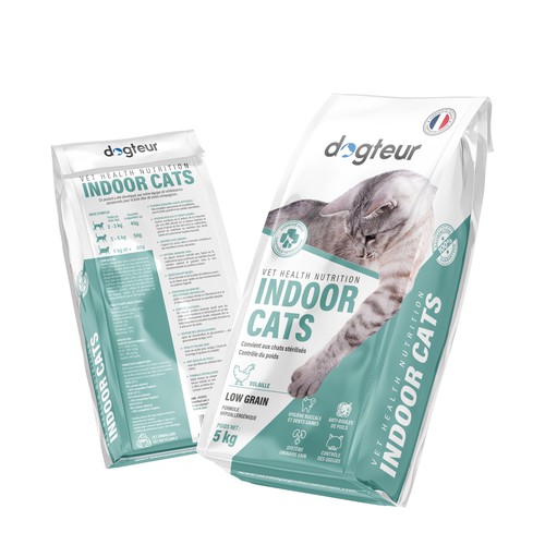 Cat packaging with the title 'Dogteur - Indoor Cat'