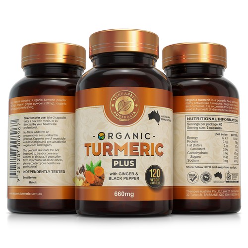 Nutrition label with the title 'Label design + 3D Rendering'