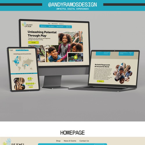 Nonprofit website with the title 'Web Design for a Toronto non-profit that helps underserved youth by building playgrounds all around the world'