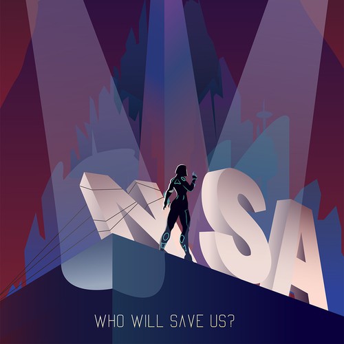 City artwork with the title 'Poster illustration'