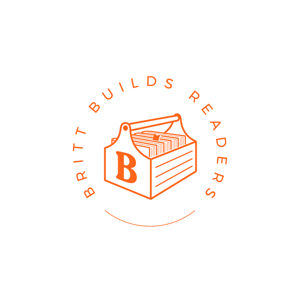 Book logo with the title 'Britt Builds Readers'