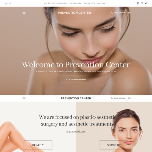 Beauty website with the title 'Plastic and Aesthetic Surgery'