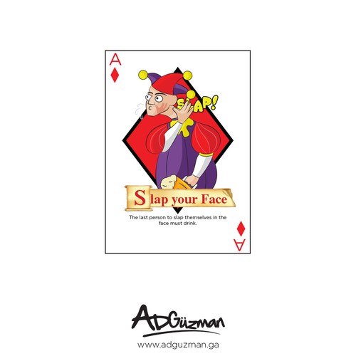Ace design with the title 'Card design for drinking card game'