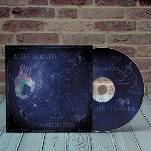 Island artwork with the title 'album cover design mockup'