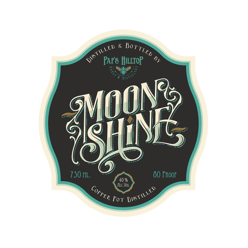 Moonshine design with the title 'Pap's Hilltop Moonshine'