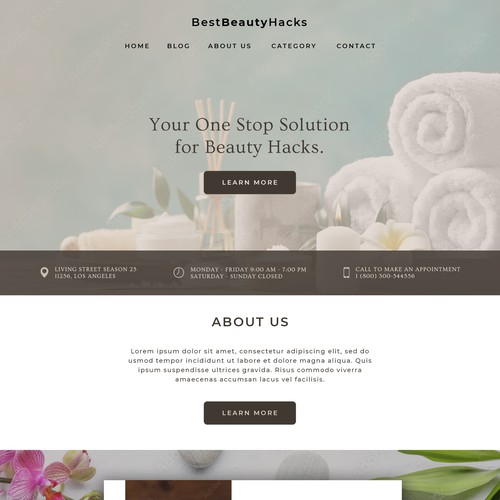 Neutral design with the title 'Web Page Design for a Home Spa'