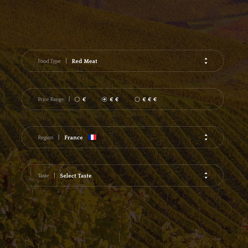 Wine website with the title 'Find perfect wine'