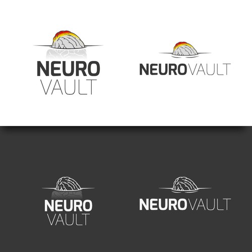 Grayscale logo with the title 'Create a logo for an academic project about the human brain!'