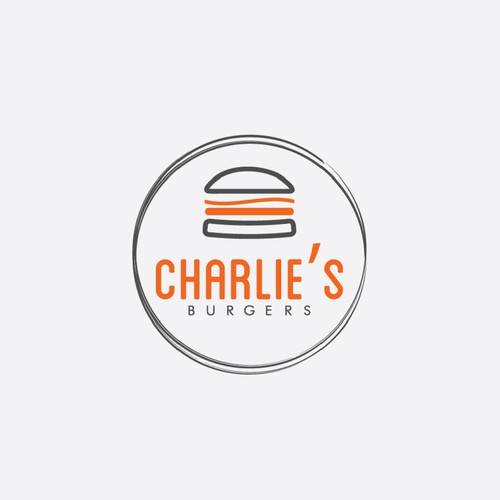 Two-color design with the title 'Charlie's Burger'