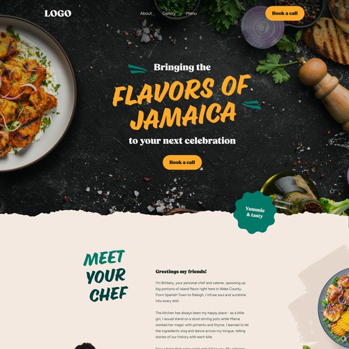 Cuisine design with the title 'Tropical Vibes & Authentic Flavors – Jamaican Catering Website Design'