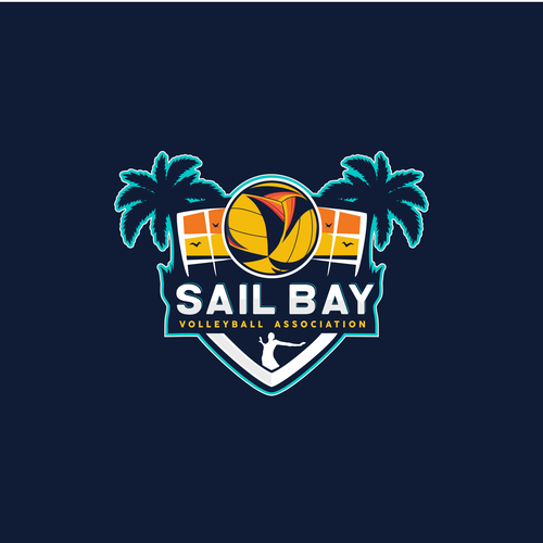 Volleyball logo with the title 'sail bay'