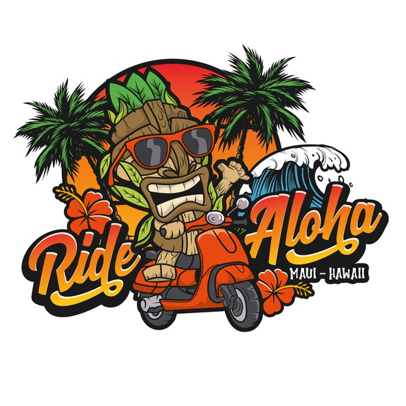 Aloha logo with the title 't-shirt design'