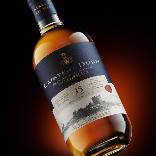 Whiskey packaging with the title 'Black Castle Whiskey'