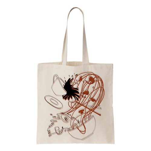 Food and drink artwork with the title 'Coffee and ramen tote bag'