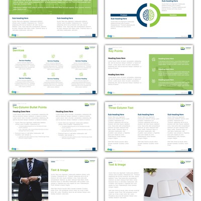 A multi-theme PowerPoint template design
