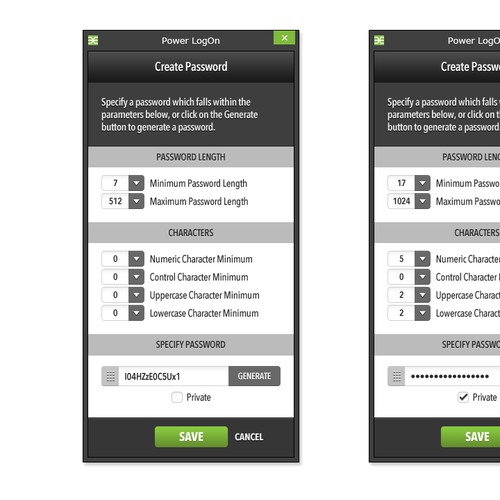 Theme design with the title 'Power LogOn Interface Design'