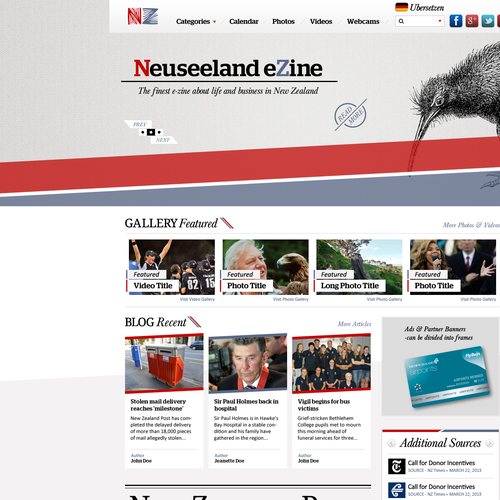 News design with the title 'Neuseeland eZine'