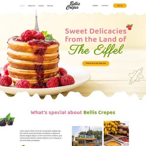 Pancake design with the title 'French delicacy stall website'