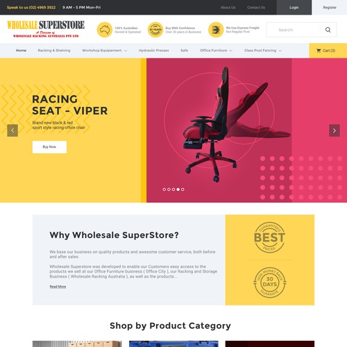 Layout website with the title 'E-commerce design'