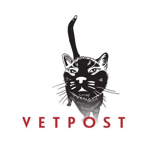 Kitty logo with the title 'Create a fun logo for a national veterinary/pet e-commerce site for VetPost'