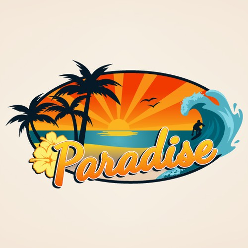 Beach logo with the title 'Vintage Waterpark Logo'