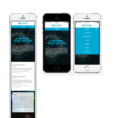 Medical website with the title '/world-changing-vaccine-pharma-website'