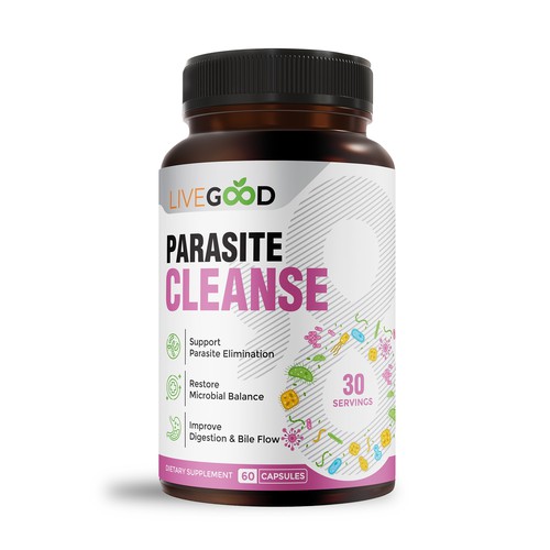 3D packaging with the title 'Parasite Cleanse Nutritional Supplement Design'