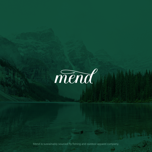 Fly fishing logo with the title 'A simple wordmark for 'mend''