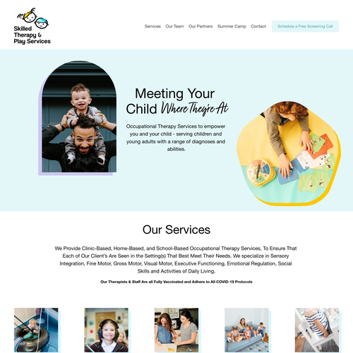 Physical therapy design with the title 'Skilled Therapy and Play'