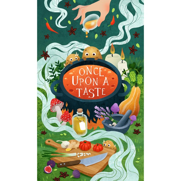 Magical illustration with the title 'Fairytale illustration for a food related podcast'